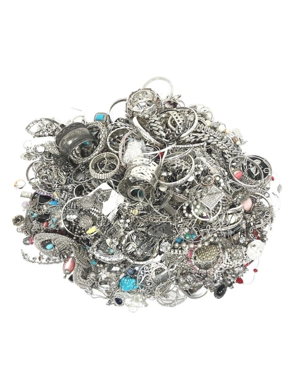 18.9 Lb Mixed wearbale Silver-Tone Women's Jewelry Lot with Colored Accents